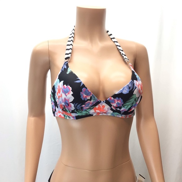 Shade & Shore Floral Light Lift Halter Bikini Top - Picture 1 of 11
